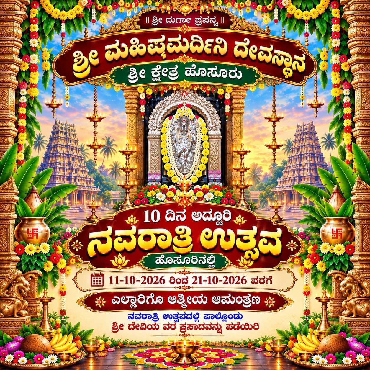 ಶ್ರೀ ಮಹಿಷಮರ್ದಿನಿ ದೇವಸ್ಥಾನ ಹೊಸೂರು ಕಾನ್ಬೇರು ಶರ ನವರಾತ್ರಿ ಉತ್ಸವ